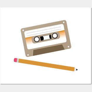 Cassette Tape Pencil Mixtape Retro Vintage Music Posters and Art